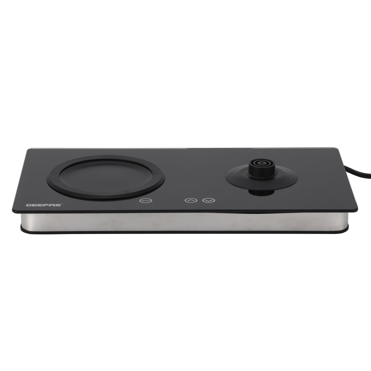 Geepas Borosilicate Glass Digital Tea Maker- GTM38065/ 1.8 L and 1.2 L, Touch Screen Control, 60W for Fast Boiling/  2 Years Warranty, Silver and Black