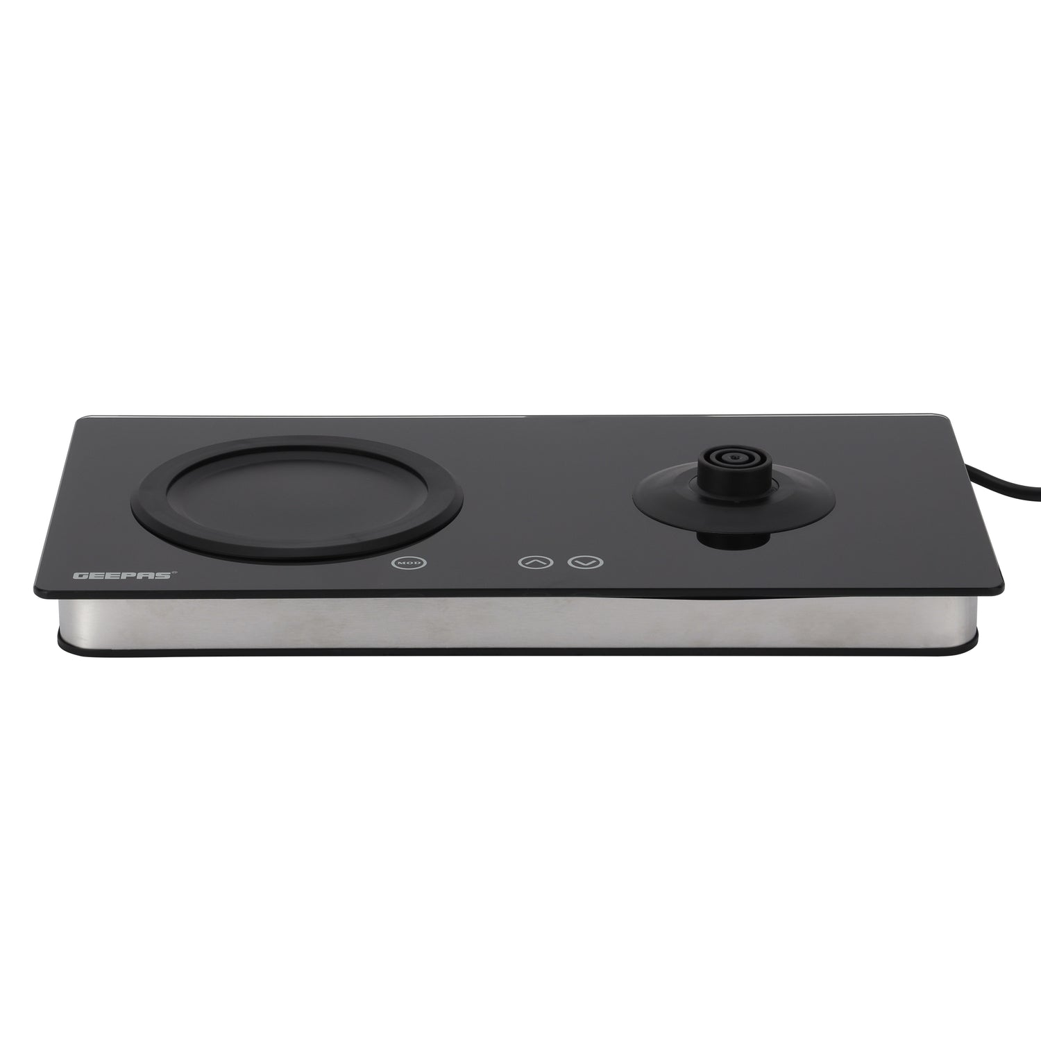 Geepas Borosilicate Glass Digital Tea Maker- GTM38065/ 1.8 L and 1.2 L, Touch Screen Control, 60W for Fast Boiling/  2 Years Warranty, Silver and Black