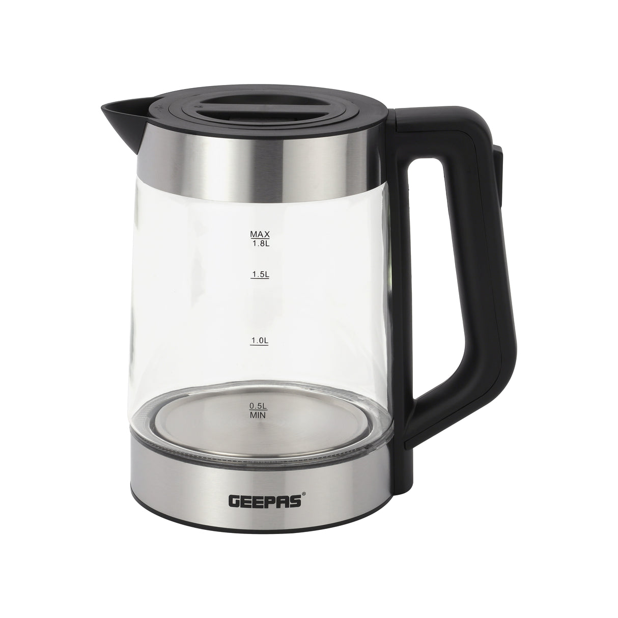 Geepas Borosilicate Glass Digital Tea Maker- GTM38065/ 1.8 L and 1.2 L, Touch Screen Control, 60W for Fast Boiling/  2 Years Warranty, Silver and Black