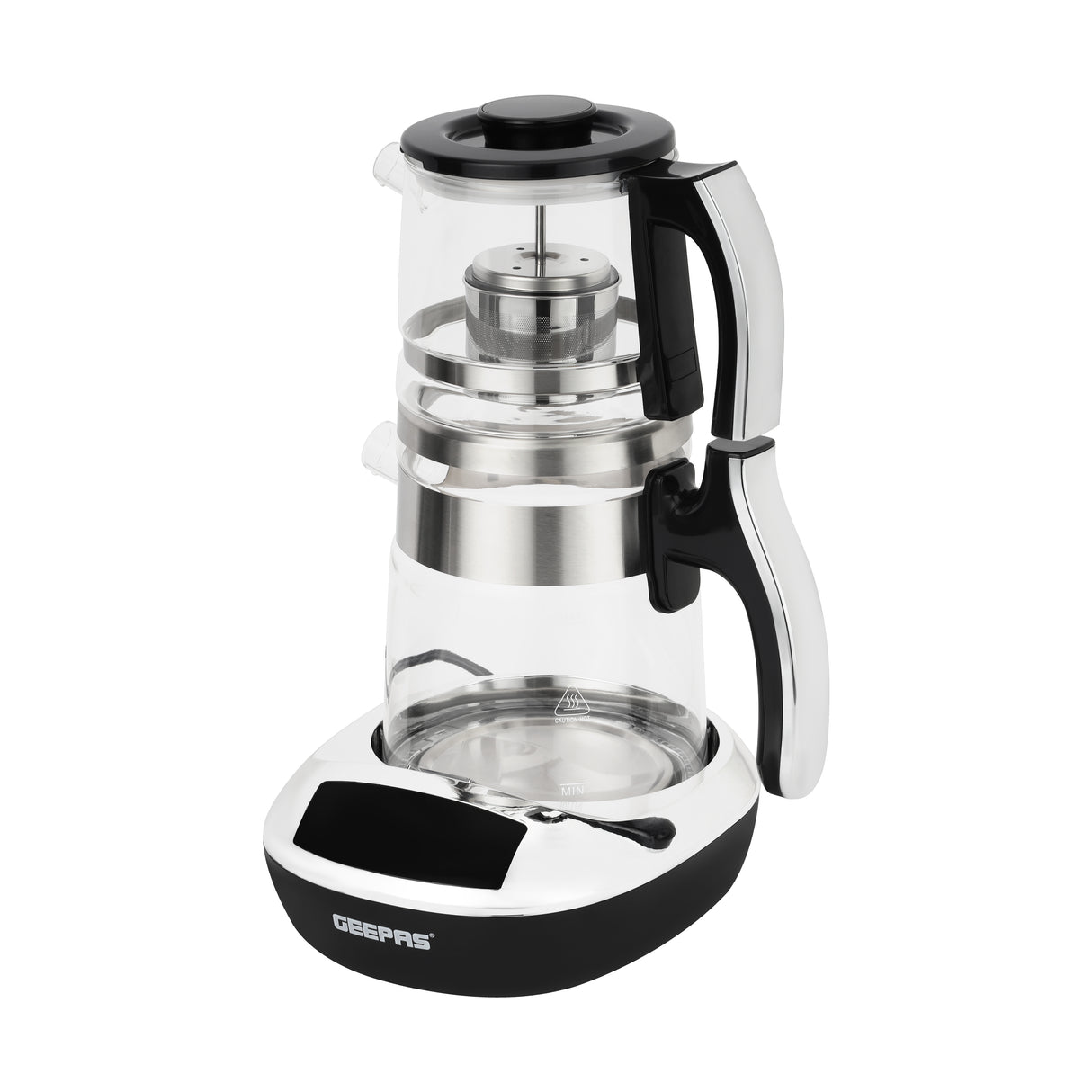 Geepas Digital Tea Maker GTM38079 | 1.8L kettle + 0.9L teapot, smart touch control, durable glass body, stainless steel heater, overheating protection, 1500W power