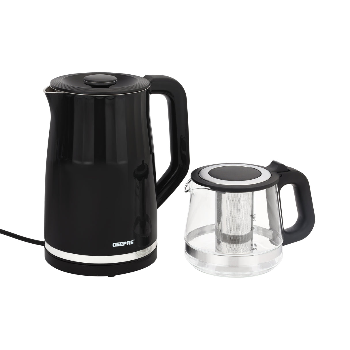 Geepas GTM38080 Digital Tea Maker | 1.7L kettle with glass teapot & infuser, smart touch control, durable design, multi-function settings, perfect for tea lovers