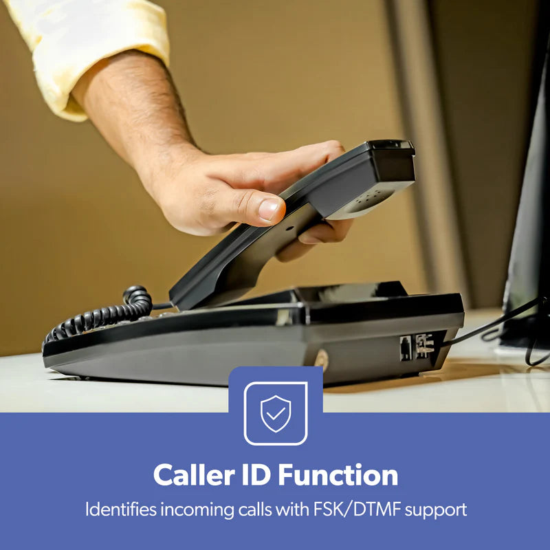 Geepas GTP7185 Executive Telephone with Caller ID | FSK/DTMF Dual System |  16-Digit LCD Display |  50 Incoming & 15 Outgoing Calls |  16 Ringtones |  Hands-Free|