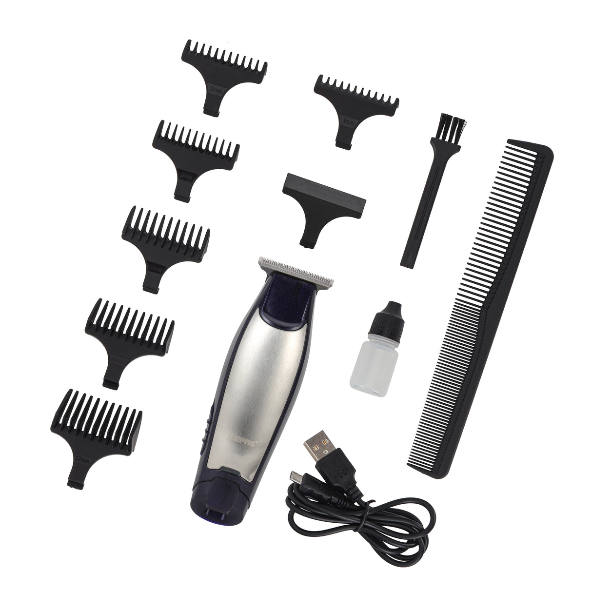 Geepas GTR56022 Professional Hair & Beard Trimmer | 60 Min Use, Zero Overlap Blades | Corded & Cordless, Low Noise, USB/DC Adaptor, Accessories | 2 Years Warranty