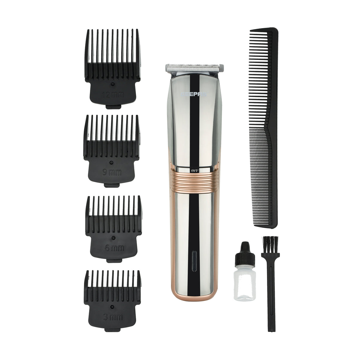 Rechargeable Hair and Bread Trimmer, 4 Guide Combs, GTR56047 |Professional Cordless Hair Clippers |Rechargeable Haircut Kit with Steel Blade |Grooming Kit with Guide Comb