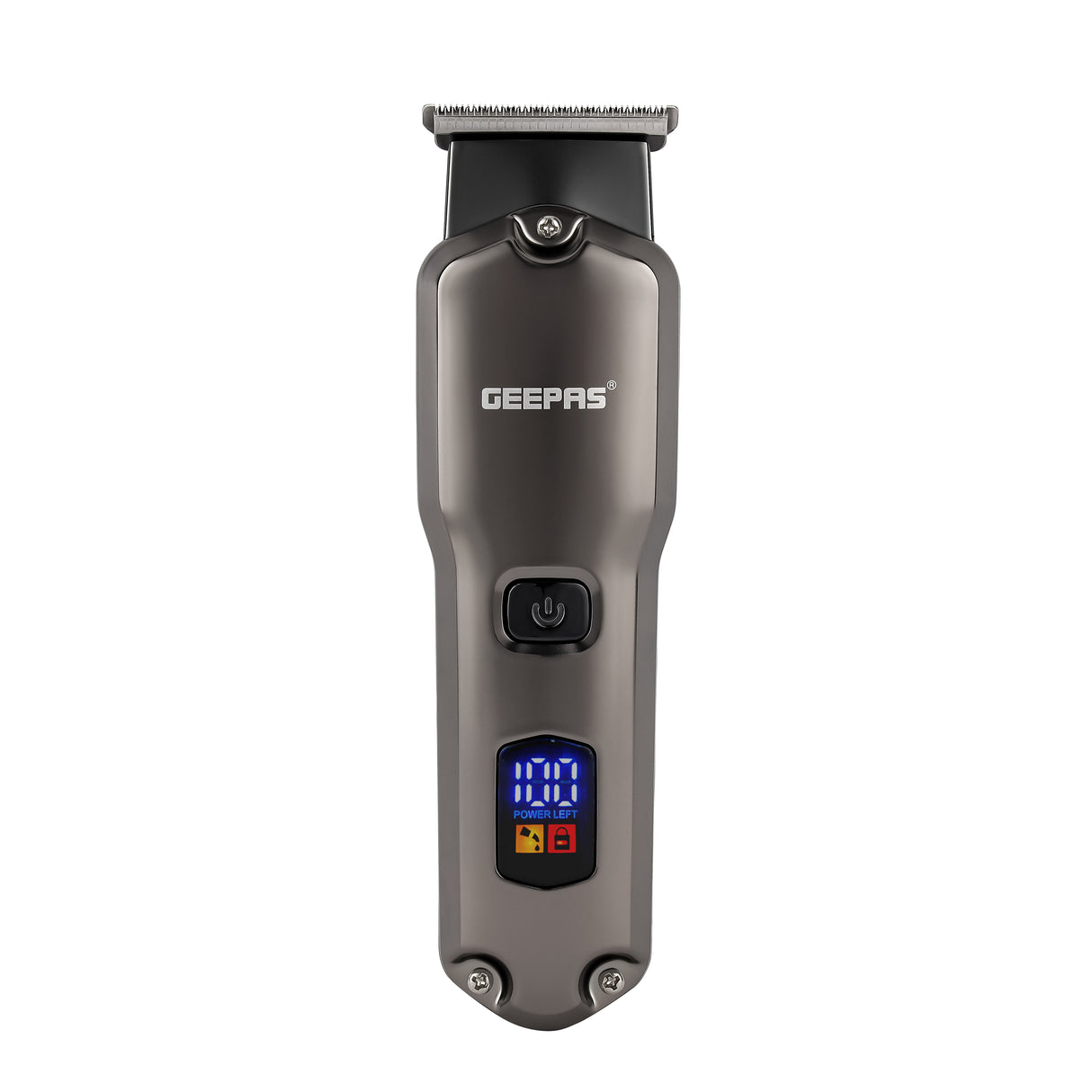 Geepas Rechargeable Hair and Beard Trimmer- GTR57508/ with High-Capacity Li-ion Battery and 180 min Working Time/ Detachable Blades and Waterproof IPX7/ LED Display, Cordless, Perfect for Home and Saloon Styling/ 2 Years Warranty, Grey