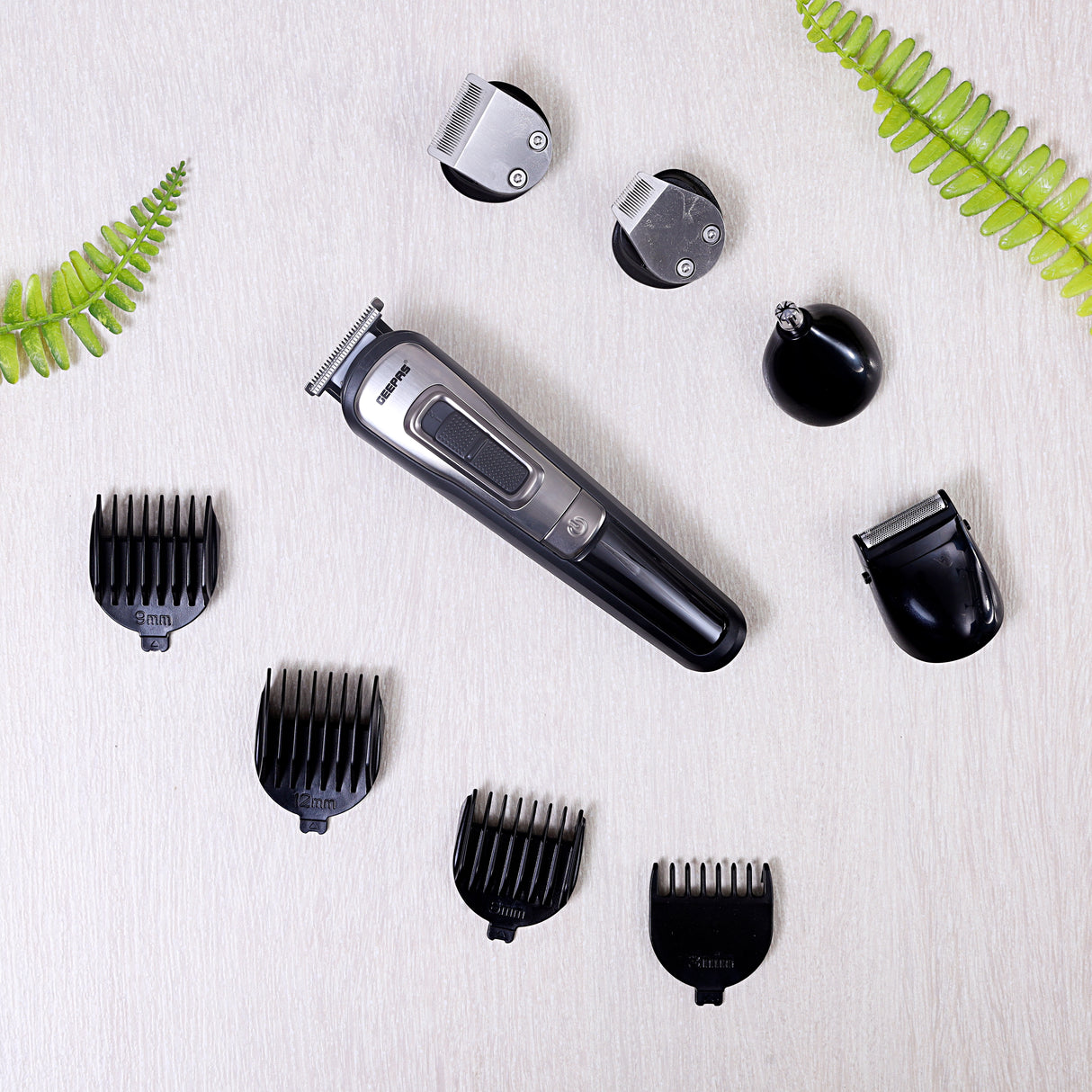 Geepas 11-IN-1 Rechargeable Grooming Set- GTR8300| With 6 Interchangeable Heads and 4 Comb Attachments| Includes a Charging Stand, Cleaning Brush and USB Cable