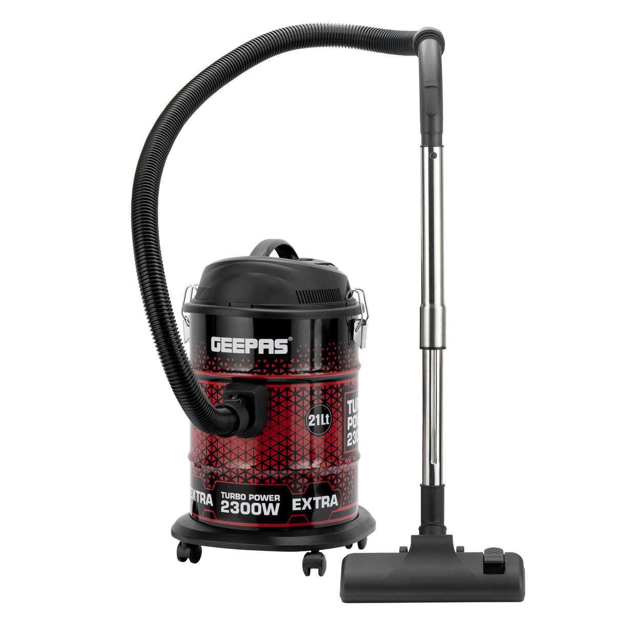 Geepas GVC19018 Drum Vacuum Cleaner | 2300W Powerful Motor | 21L Durable Iron Tank | Dry & Blow Function | High Efficiency | Dust Full Indicator | 2 Years Warranty