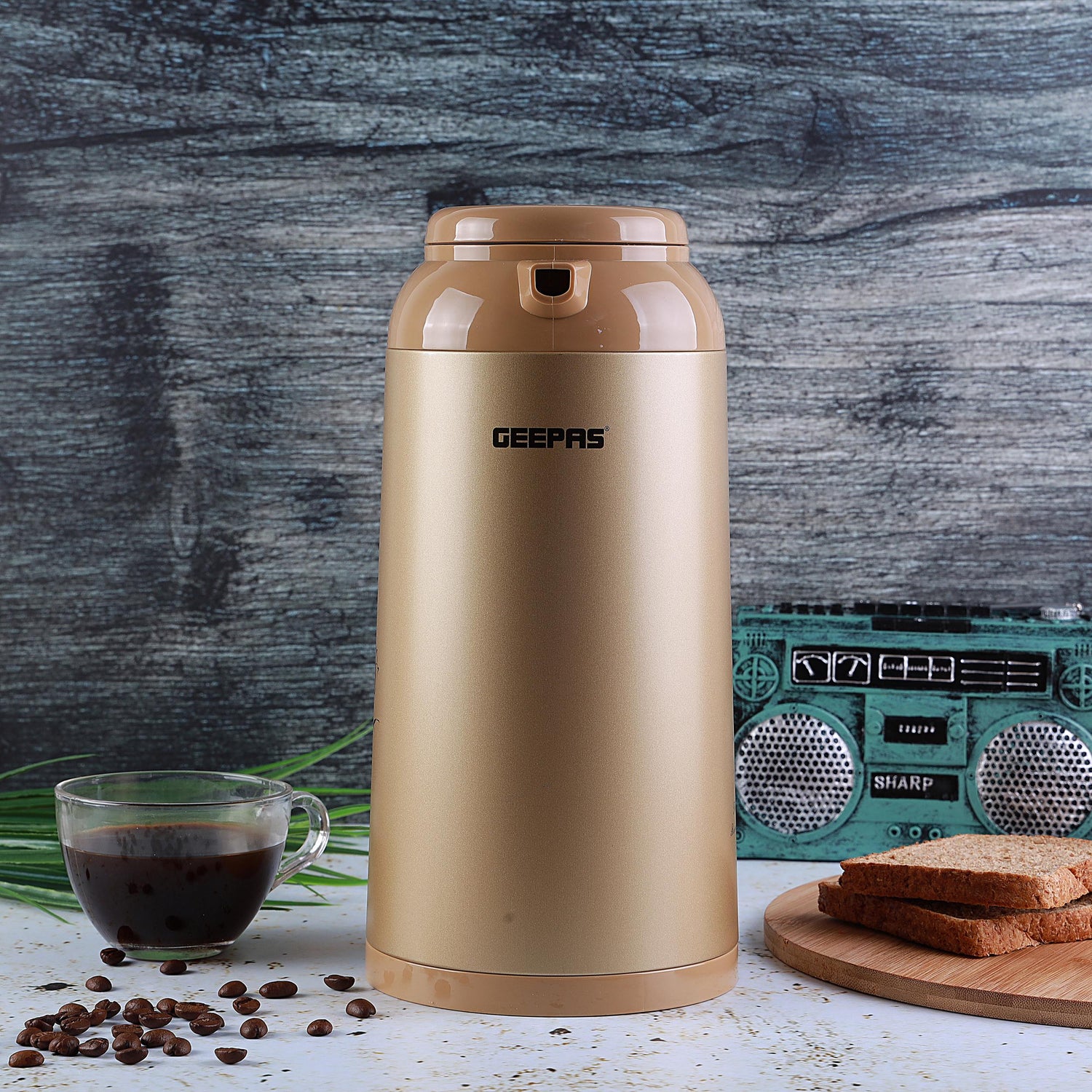 Geepas GVF27012 Vacuum Flask| 1.3L Capacity | Double Wall Glass Refill | Glass Inner Pot for Maximum Heat Retention | 24 Hours Hot & Cold Thermos |  2 Years Warranty