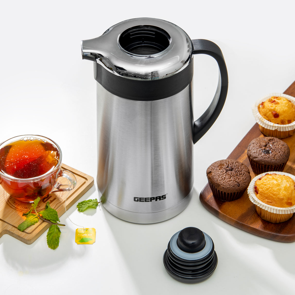 Geepas GVF27018 Stainless Steel Vacuum Flask| 1.9L Capacity |Double Wall Insulated Thermos | Keeps Beverages Hot & Cold up to 24 Hours | Durable Design | 2 Years Warranty