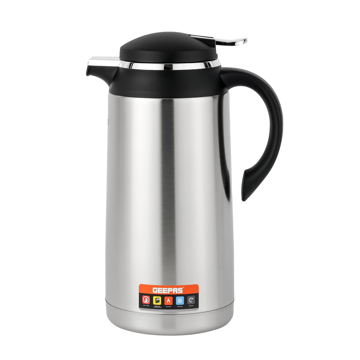 Geepas GVF27025  Stainless Steel Vacuum Flask | 1.9 L Capacity| Double Wall Insulation| Hot & Cold Beverage Flask Up to 24 Hours | Easy to Clean | 2-Year Warranty