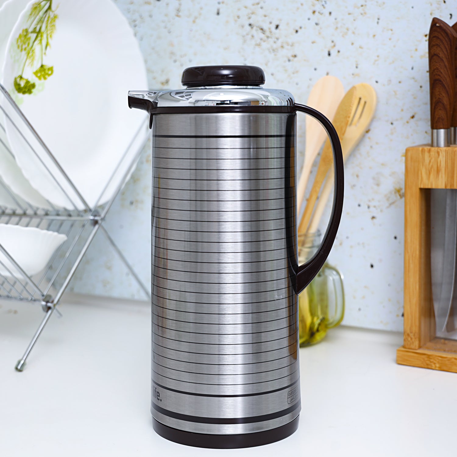 Geepas GVF5261  Vacuum Flask | 1.9L Capacity |  Hot & Cold Insulation | Durable Plastic, Iron, Glass, Silica Gel Material | Keeps Drinks Fresh | 2 Years Warranty