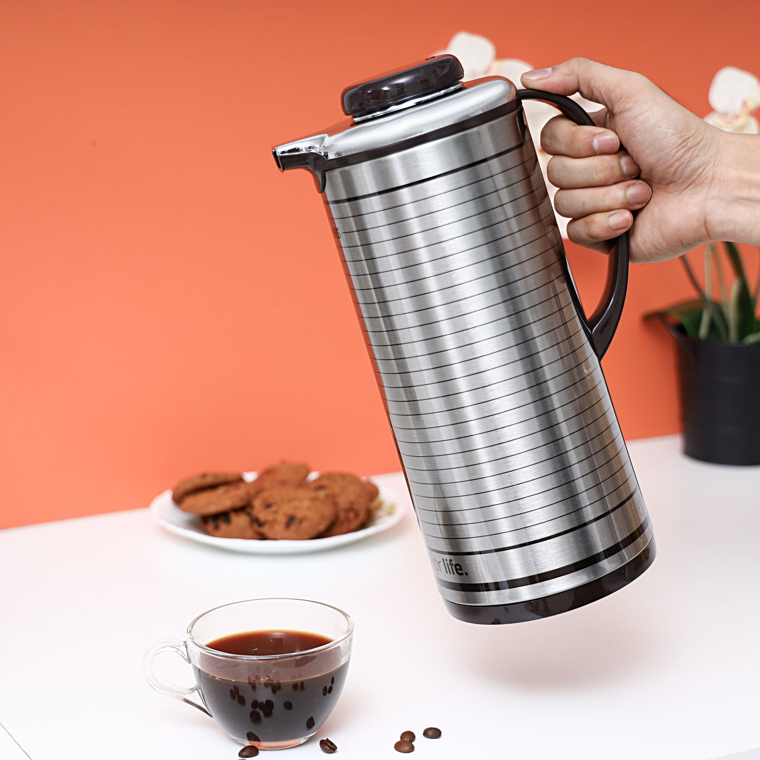 Geepas GVF5261  Vacuum Flask | 1.9L Capacity |  Hot & Cold Insulation | Durable Plastic, Iron, Glass, Silica Gel Material | Keeps Drinks Fresh | 2 Years Warranty