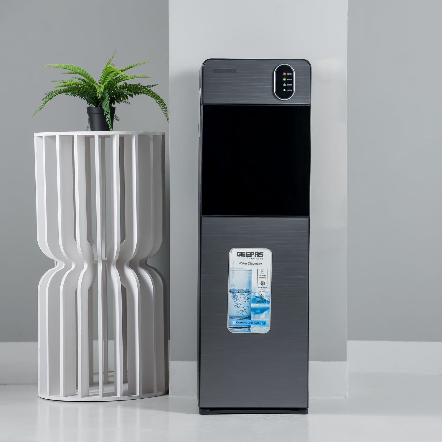 Geepas Bottom Loading Water Dispenser- GWD17037| Normal, Hot and Cold Function, Compressor Cooling, And 3 Taps| Cold Temperature: 4-12 Degrees Celsius