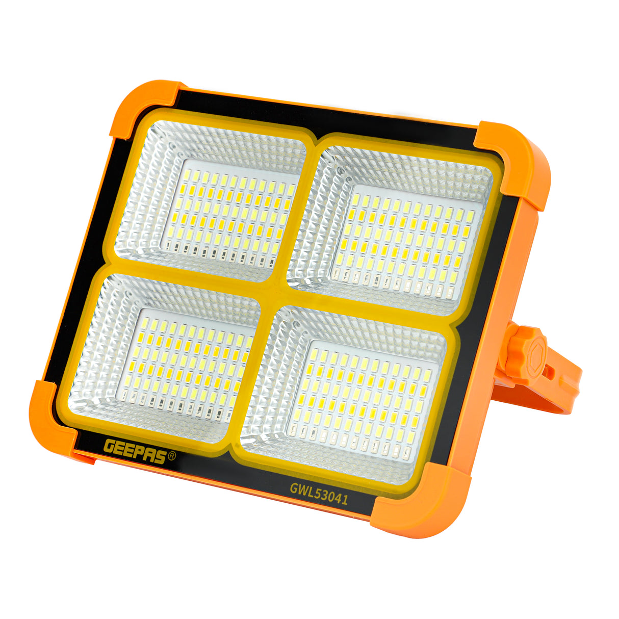 Geepas Rechargeable LED Work Light GWL53041 | 288 LEDs with White, Warm, Blue & Red Modes | Solar Panel, Energy-Saving, Long Life & Stable Performance | 2-Year Warranty