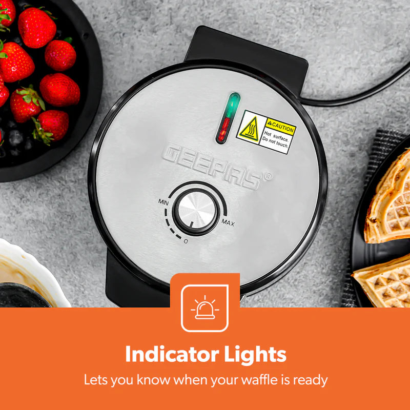 Geepas GWM36538 Heart Waffle Maker | 1000W Power| Adjustable Temperature Control | Non-Stick Cooking Plates | Cool-Touch Handle | Skid-Resistant Feet | 2 Years Warranty