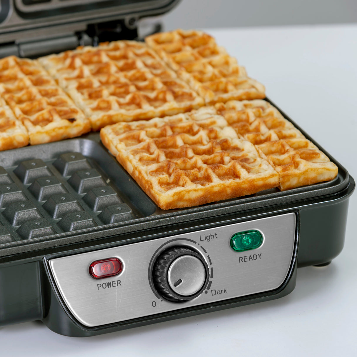 Geepas GWM5417 4-Slice Waffle Maker | 1100W Power| Adjustable Temperature Control | Non-Stick Cooking Plates| Cool-Touch Handle | Indicator Lights | 2 Years Warranty
