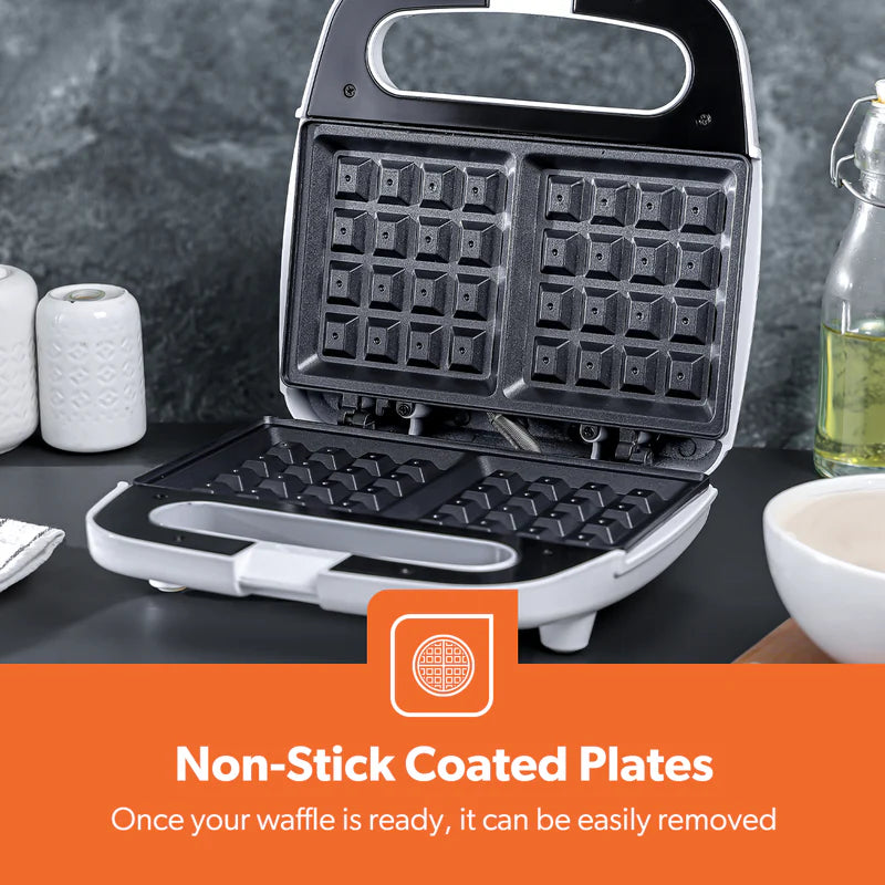 Geepas GWM676 Waffle Maker | 750W Power| Non-Stick Cooking Plates | Dual Indicator Lights | Cool-Touch Handle | Overheat Protection | Easy to Clean | 2 Years Warranty