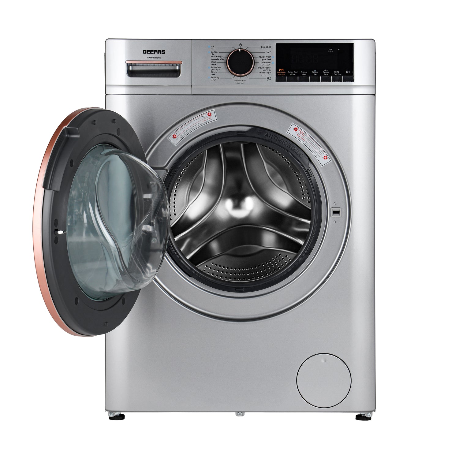 Geepas Front Load Washing Machine GWMF1041SRG | 10KG Capacity| Powerful Motor| Multiple Wash Programs| Energy Efficient Performance| Stylish Design|  1 Year Warranty