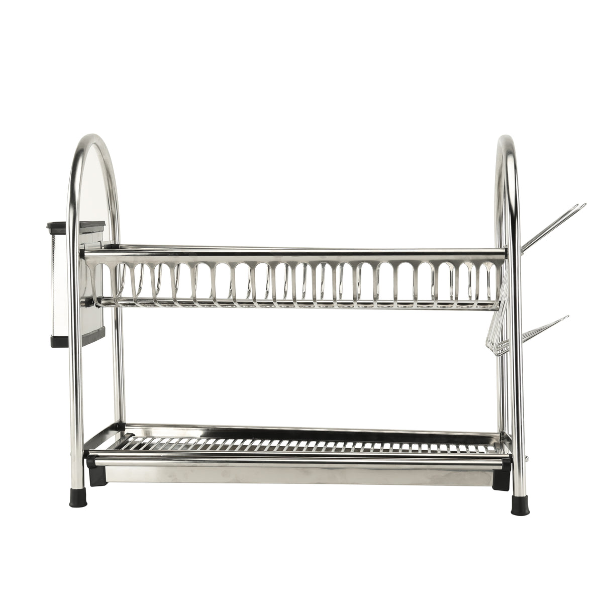 Royalford RF10065 2 Layer Stainless Steel Dish Rack - Large Capacity Rack with Removable Drip Tray | Perfect to Keep Plates, Bowls, Glasses, Cups & More