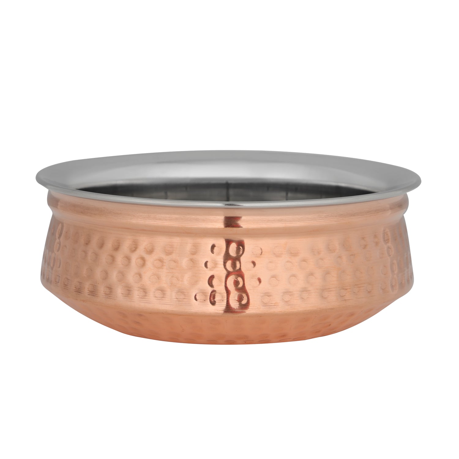 Cooper Steel Serving Handi, RF10391 | Copper Stainless Steel Hammered Handi | Indian Serving Bowl | Indian Dishes Serve ware for Vegetable and Curries