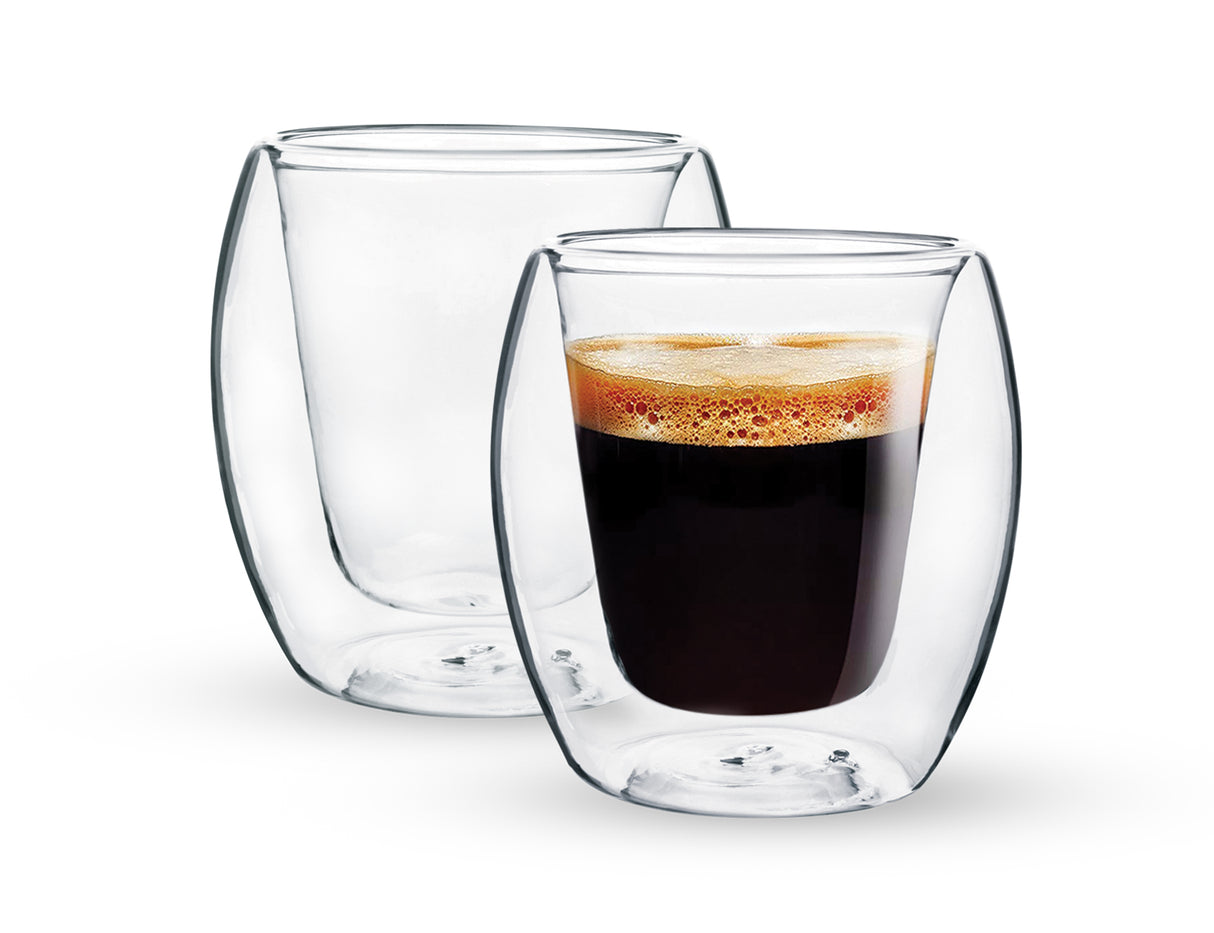 Double Wall Cup Set, 300ml Borosilicate Glass Cup, RF10526 | 2pcs Clear Glass Coffee Cups | Insulated Coffee Glass, Cappuccino Cups, Tea Cups, Latte Cups, Beverage Glasses