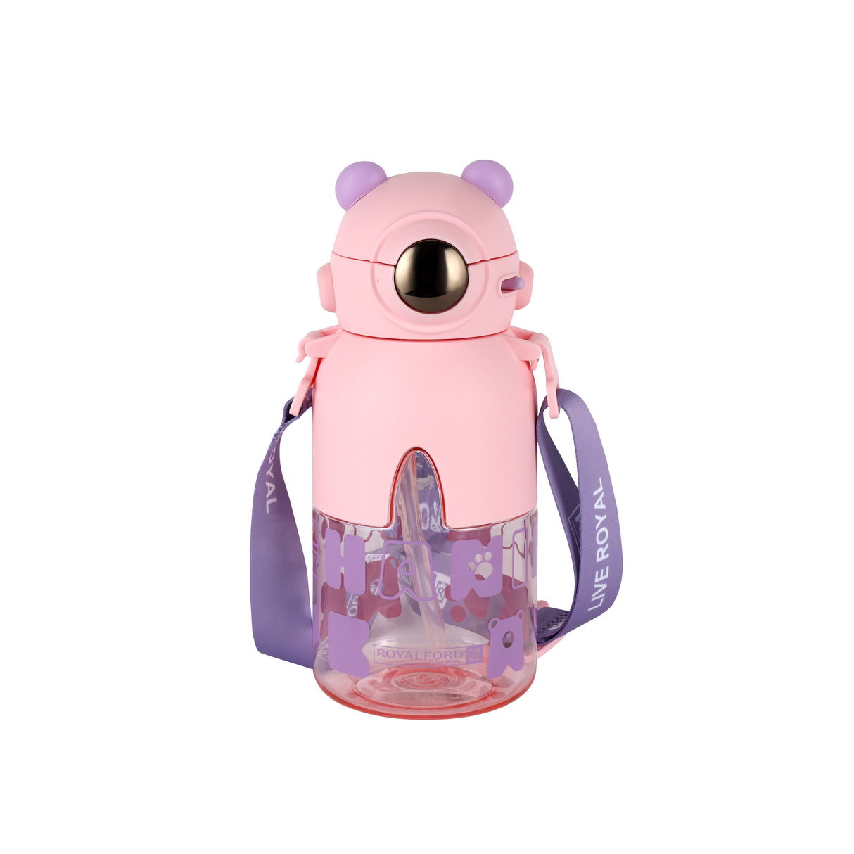 Royalford 780 ML Kid's Water Bottle- RF12405/ with Straw and Push Button Lid for Kids and Toddlers/ 100% Food-Grade, Non-Toxic, Odorless with Durable and Leak-Proof