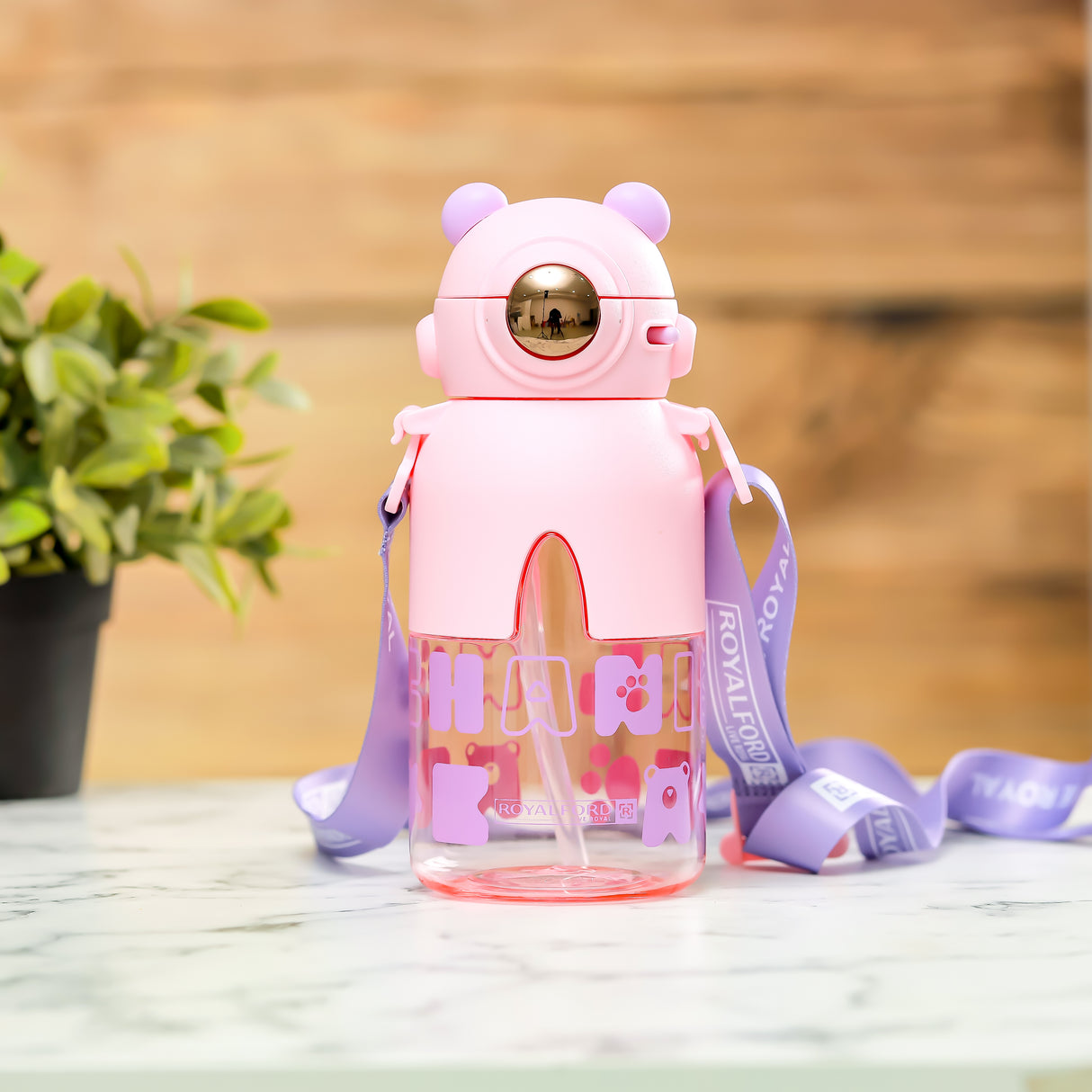 Royalford 780 ML Kid's Water Bottle- RF12405/ with Straw and Push Button Lid for Kids and Toddlers/ 100% Food-Grade, Non-Toxic, Odorless with Durable and Leak-Proof