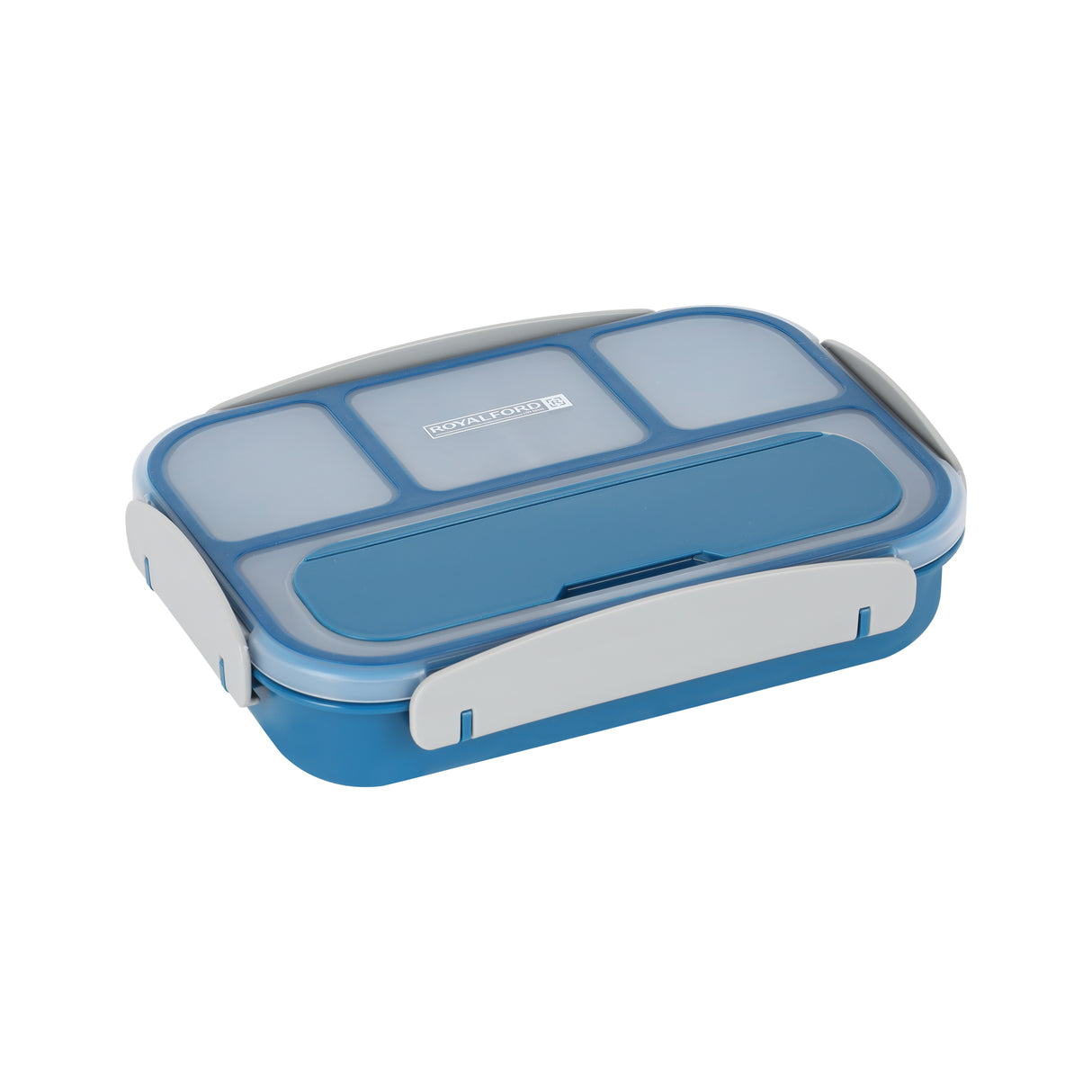 Royalford 1000 ml Lunch Box with Cutlery- RF12595/ Rectangle Tiffin with Transparent Lid, Spoon and 4 Compartments/ Plastic, for Kids and Adults for Schools and Offices