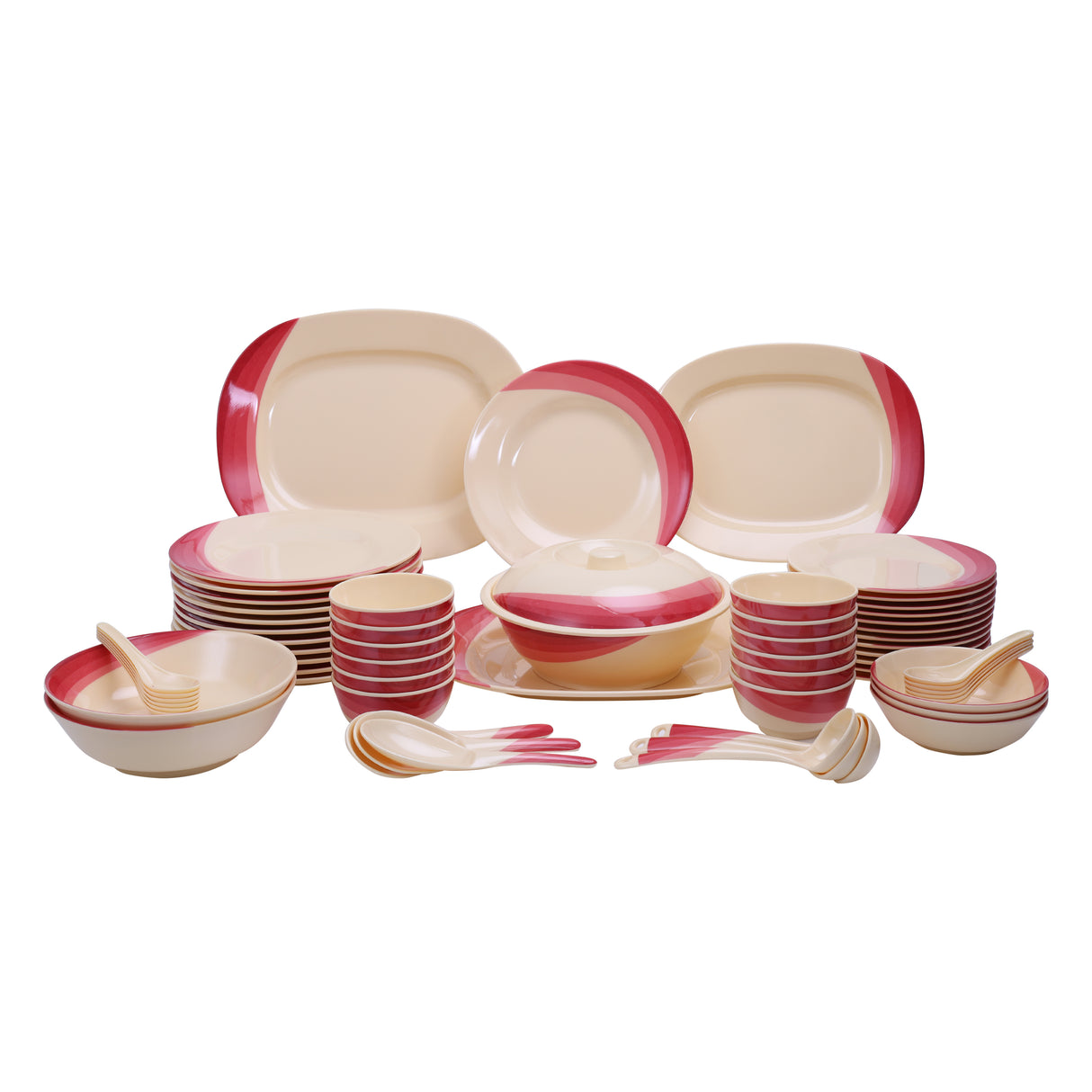 Royalford RF8102 Ribble Designed Melamine Dinner Set, 64 Pcs