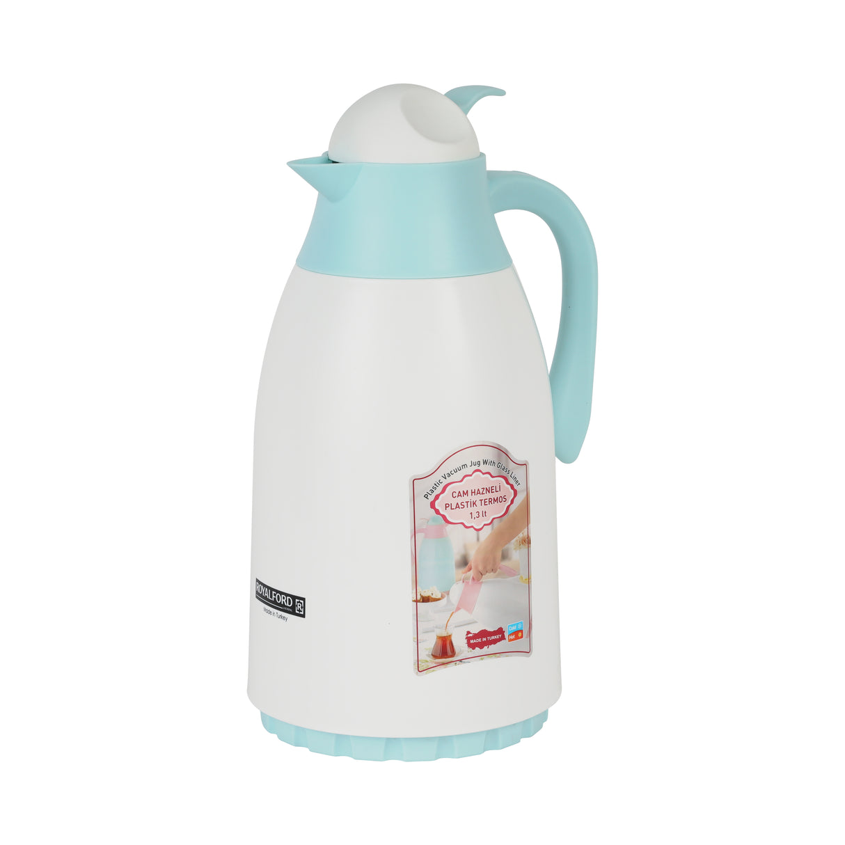 Vacuum Flask, Double Walled Insulated Carafe, RF8556GR | 1.3L /44Oz Jug | Heat & Cold Retention | Asbestos-Free Glass Inner Insulated Airpot | Portable & Leak Proof