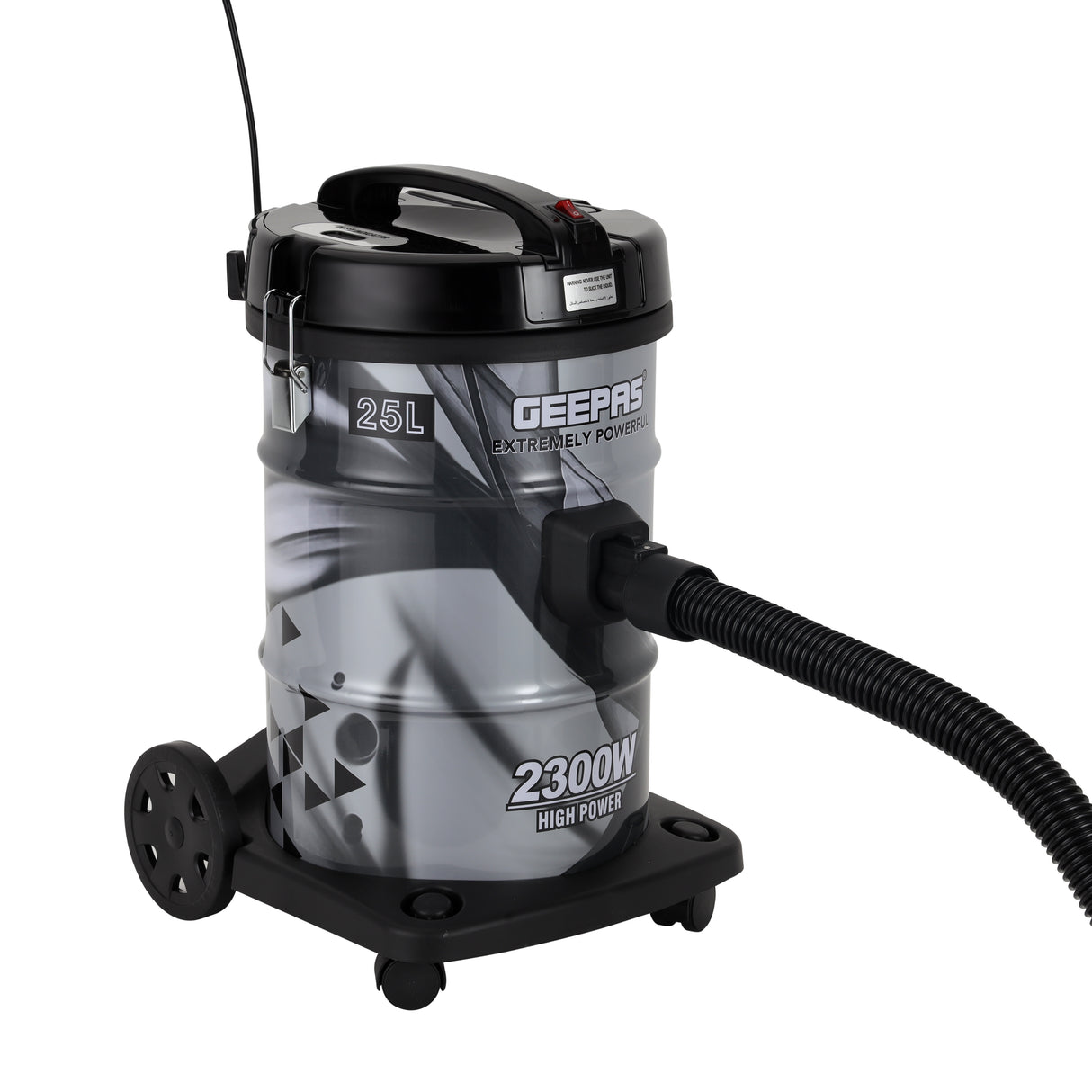 Geepas 2300 W Drum Vacuum Cleaner- GVC2598N/ 25 L Dust Bag Capacity with Elegant Body, Iron Tank/ Powerful Suction and Blower Function, Full Indicator