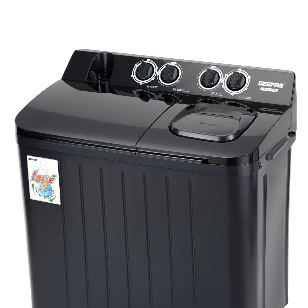 Geepas Twin Tub Washing Machine GSWM18053 | Semi-Auto | Spin Dry