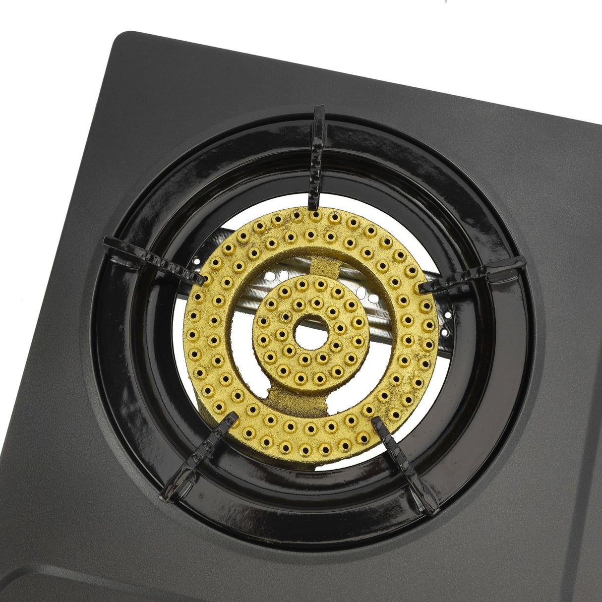 Geepas Stainless Steel Gas Cooker GGC31049 – 2 cast iron burners| low gas use| 60% saving| auto ignition| LPG stovetop| silver & black| durable| 2-year warranty