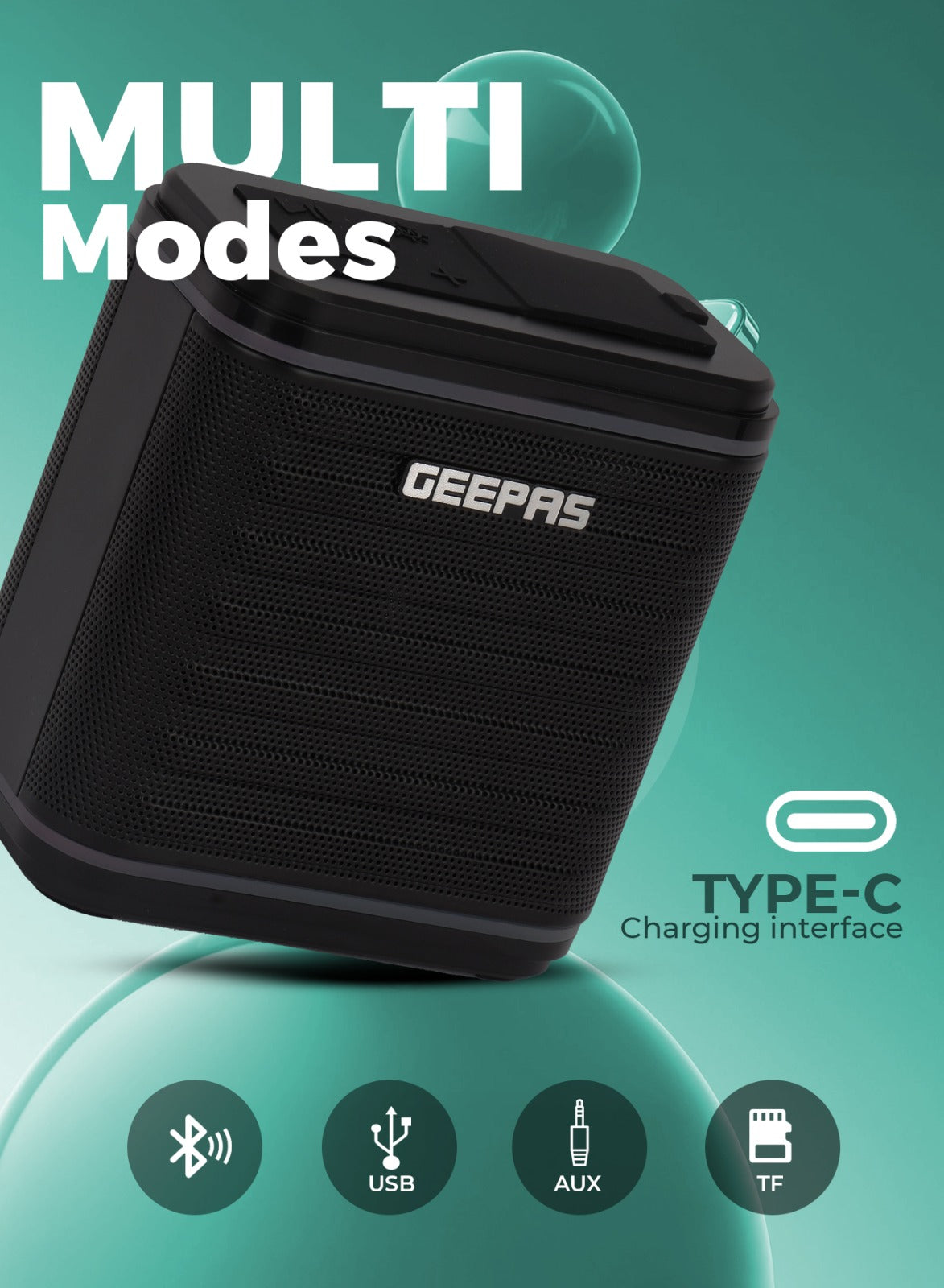 Geepas GMS11200 Bluetooth Speaker | 1800mAh Rechargeable Battery | Up to 6 Hours Playback Time | Multi-Connectivity Support | Portable Wireless Music Sound System