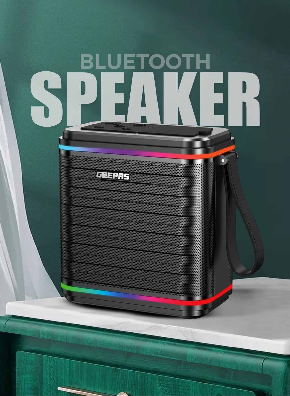 Geepas GMS11200 Bluetooth Speaker | 1800mAh Rechargeable Battery | Up to 6 Hours Playback Time | Multi-Connectivity Support | Portable Wireless Music Sound System