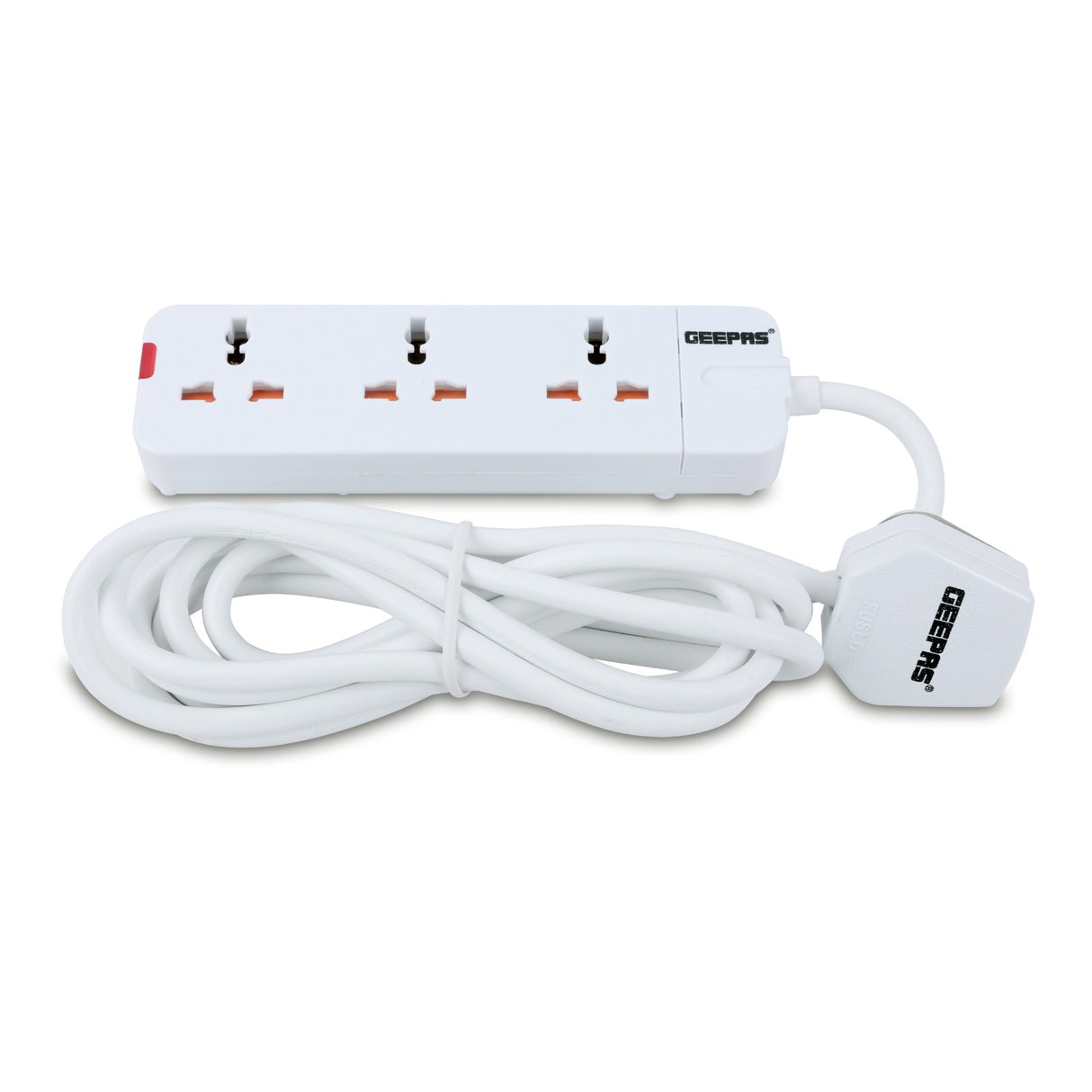 Geepas 3 Way Extension Socket 13A | Multiple Device Charging with Child Safety Covers, 3m Extra Long Cord, Over Current & Fire Protection | Ideal for Home & Office