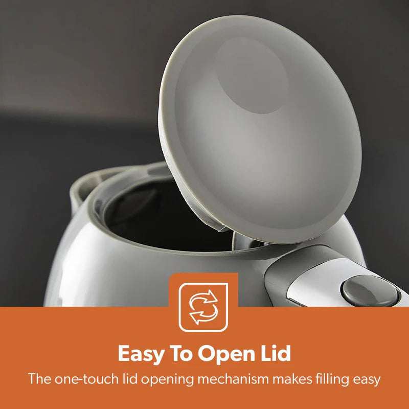 Geepas 1.7L Fluted Grey Jug Kettle GK38068UK-GR | 3000W Rapid Boil | 360° Cordless Base | Auto Shut-Off & Boil-Dry Protection | Elegant Design | 2 Years Warranty