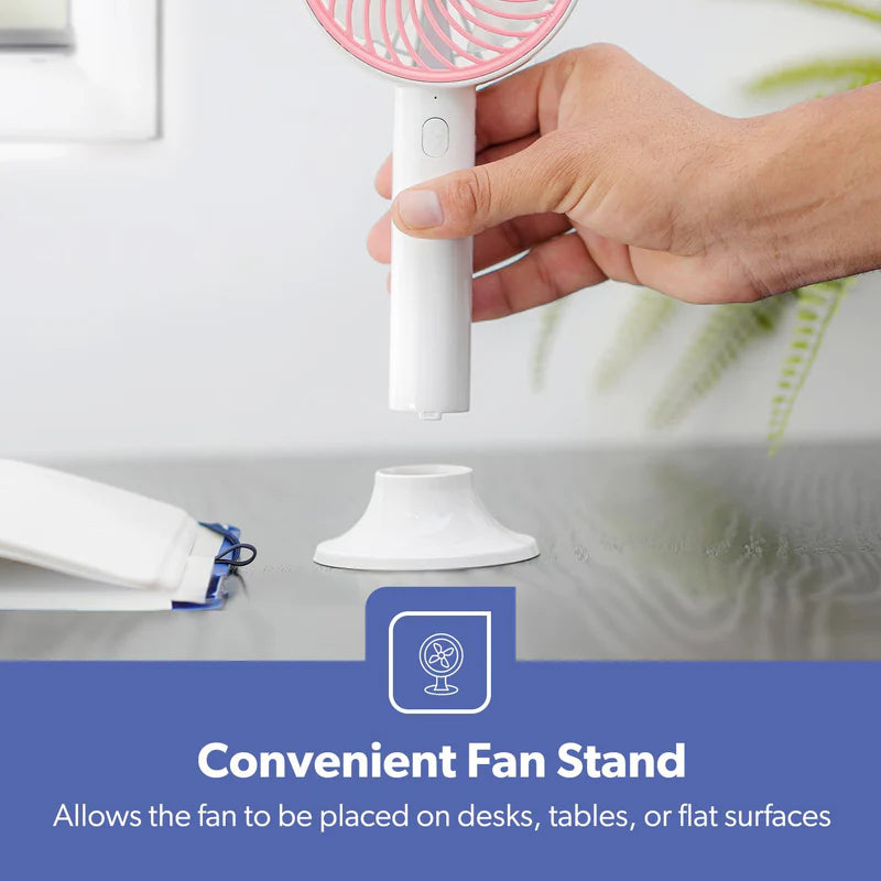 Geepas GF21206 4-Inch Rechargeable Handy Fan | Portable Personal Fan with Powerful Motor| 3 Speed Settings| USB Charging| Long Battery Life| Lightweight| 2 Years Warranty