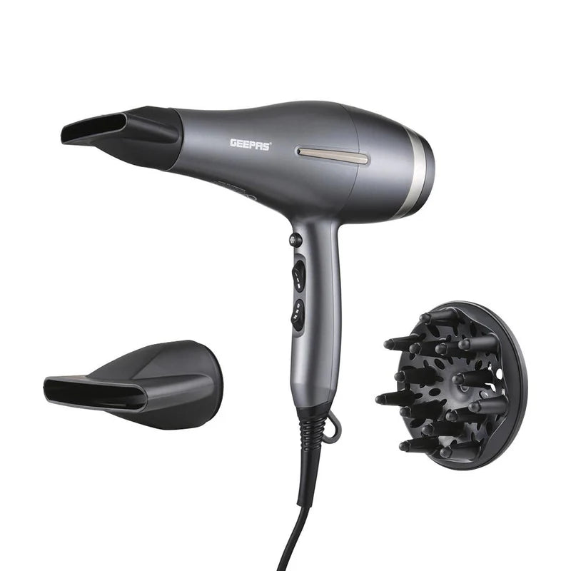 Geepas GHD86052UK Professional Ionic Hair Dryer | 2200W AC Motor | 3 Heat & 2 Speed Settings| Cool Shot | Ionic Function | Diffuser | Concentrator | 2 Years Warranty