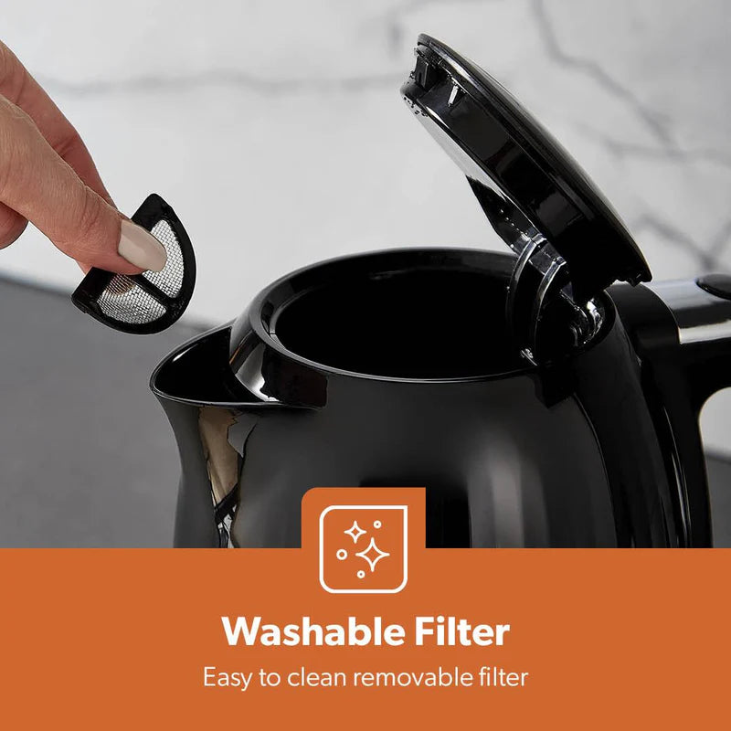 Geepas 1.7L Fluted Black Jug Kettle GK38068UK-BK |  3000W Rapid Boil | 360° Cordless Base | Auto Shut-Off & Boil-Dry Protection | Elegant Design | 2 Years Warranty