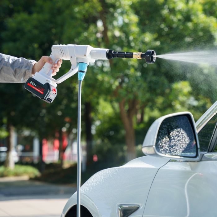 Geepas GCW19042 Rechargeable Portable Washer | 21V 2600mAh Battery, 7.5m High Pressure Hose | Pure Copper Motor, Multiple Spray Modes, Durable Design, 2 Years Warranty