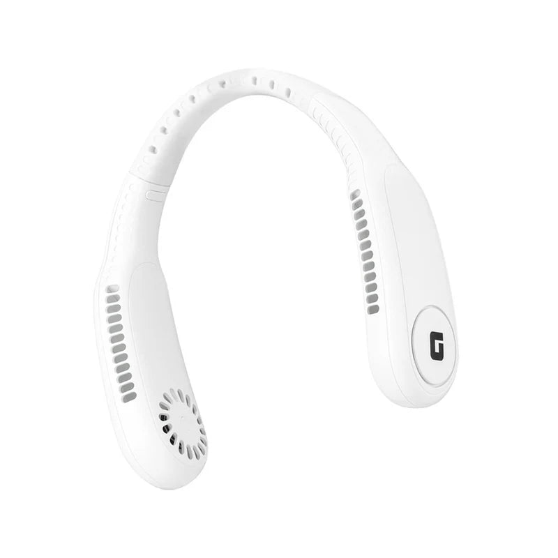 Geepas Portable Neck Fan- GF21228/ 6 Hours Long Working Time, 3 Speed Levels/ Lightweight, for Indoor and Outdoor Use/ Silent, Safe and Secure/ White, 2 Years Warranty