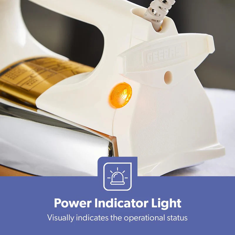 Geepas GDI23011 Automatic Heavy Weight Dry Iron| 1200W|Teflon Coated Soleplate| Adjustable Temperature Control| Overheat Protection| Smooth Glide Design| 7-Year Warranty