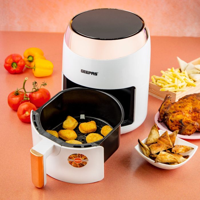 Geepas GAF37522 Digital Air Fryer With 3.5L Capacity, 1400W | Hot Air Circulation Technology |Oil Free Cooking  | Non-Stick Basket, Overheat Protection | 2 Years Warranty