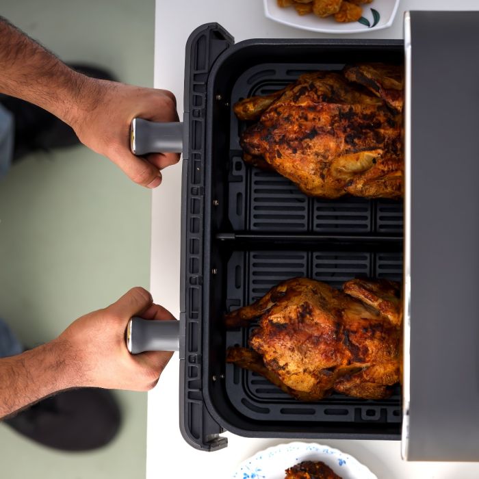 Geepas Digital Air Fryer- GAF37532| 11 L Capacity with 5.5 L Dual Baskets |  VORTEX Air Frying Technology| Digital Display, Dehydrate, 1-60 Min Timer | 2 Years Warranty