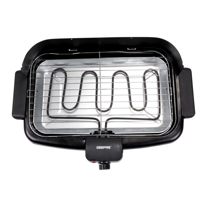 Geepas 2000W Electric Barbecue Grill | Auto-Thermostat Control with Overheat Protection, Space-Saving & Waterproof Design | Perfect for Grilling Chicken, Beef  & More