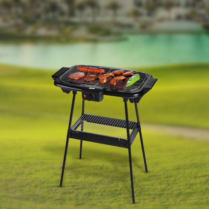 Geepas 2000W Electric Barbecue Grill | Auto-Thermostat Control with Overheat Protection, Space-Saving & Waterproof Design | Perfect for Grilling Chicken, Beef  & More