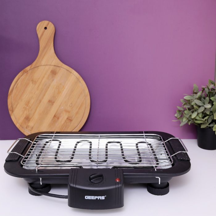 Geepas 2000W Electric Barbecue Grill - Table Grill, Auto-Thermostat Control with Overheat Protection - Space Saving, Detachable Heating Element  | 2 Years Warranty