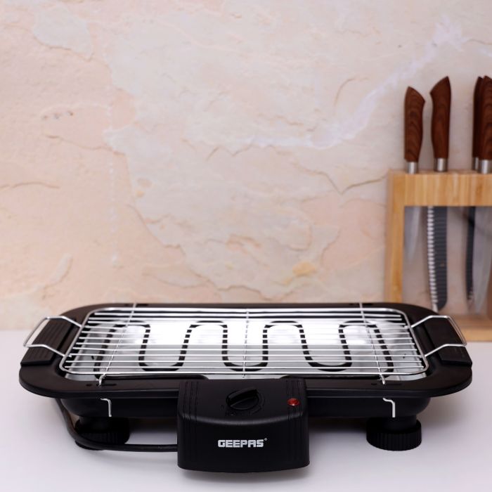 Geepas 2000W Electric Barbecue Grill - Table Grill, Auto-Thermostat Control with Overheat Protection - Space Saving, Detachable Heating Element  | 2 Years Warranty