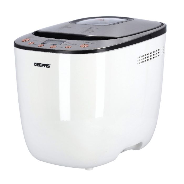 Geepas Automatic Bread Maker, 550W – Gluten Free Menu Bread Maker Machine, 2LB, 12 Preset Functions Fast-Bake Bread maker – 13 Hour Delay Function, 60 Mins Keep warm Function – 2 Year Warranty, White